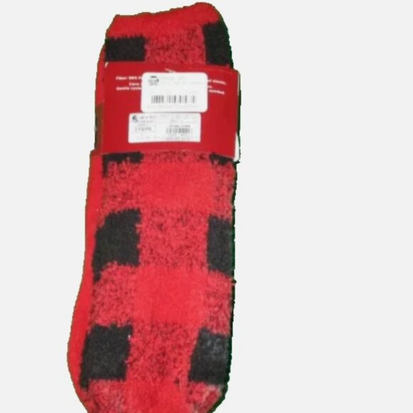 Christmas Socks Two Pairs Red Holiday Crew XS/S Kids 9-11 Plaid and Snowflakes - Picture 3 of 5